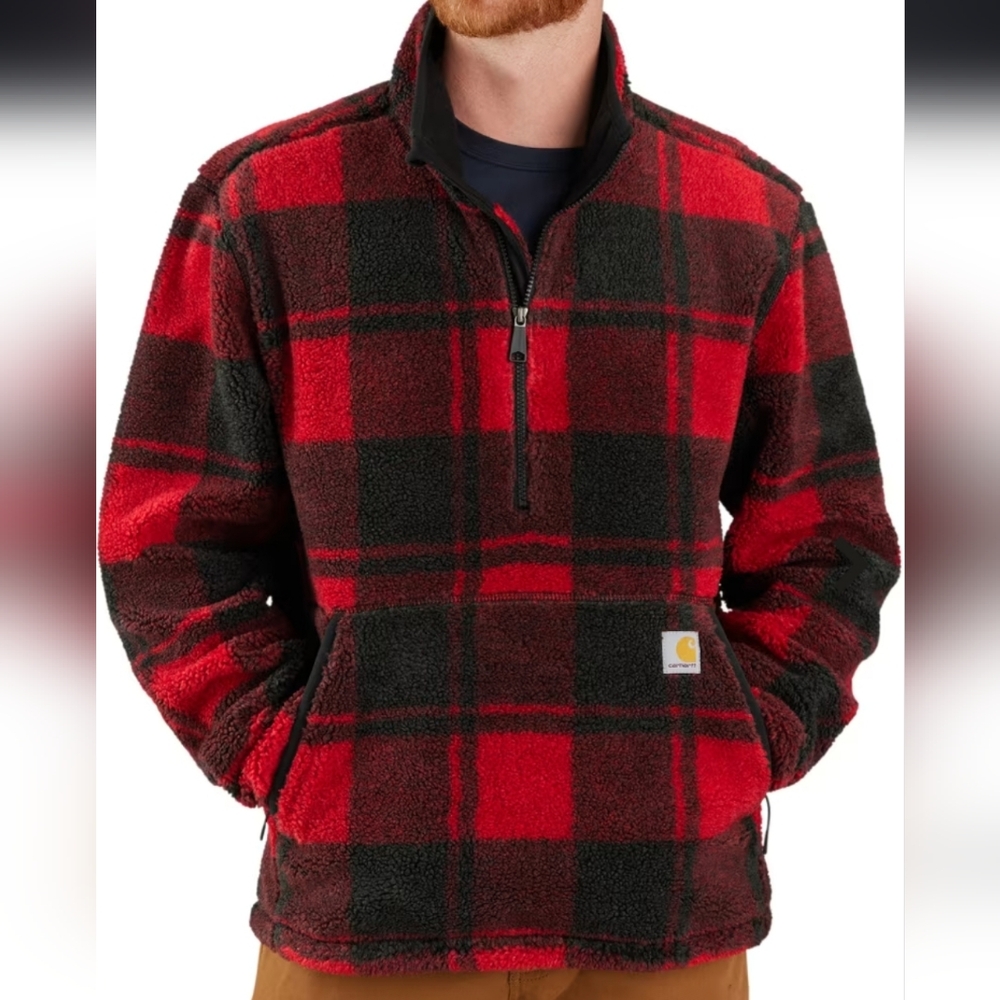 Carhartt Quarter-Zip Fleece Pullover for MenBuffalo Plaid Size 2xl Tall